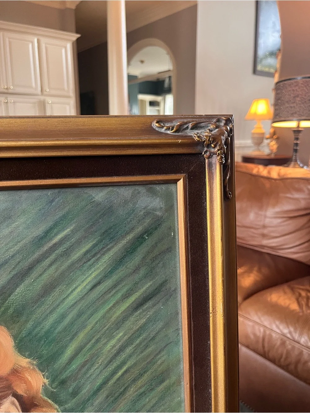 Vintage Mid Century Original Portrait Woman Signed Donna Oil/Pastel Framed 20x24